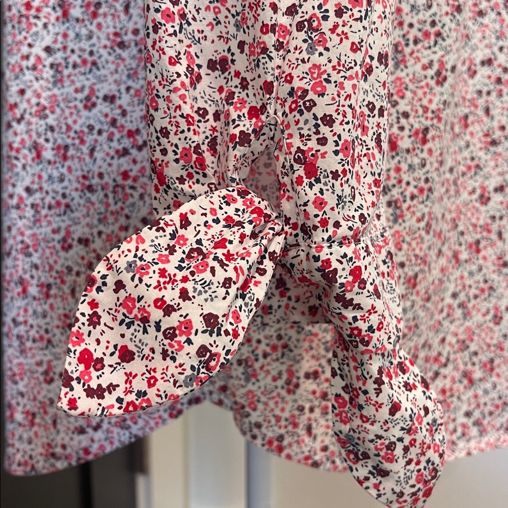 Banana Republic Cotton Preppy Floral Button Down Shirt With Ties At Cuffs Size M - Picture 4 of 7